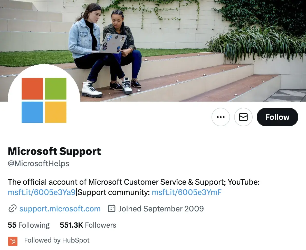 Microsoft Support profile on X