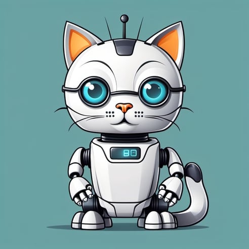 The cartoon of a robot cat is generated by Open AI