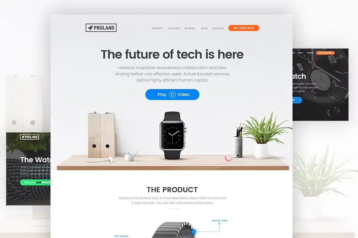 tech product landing page template