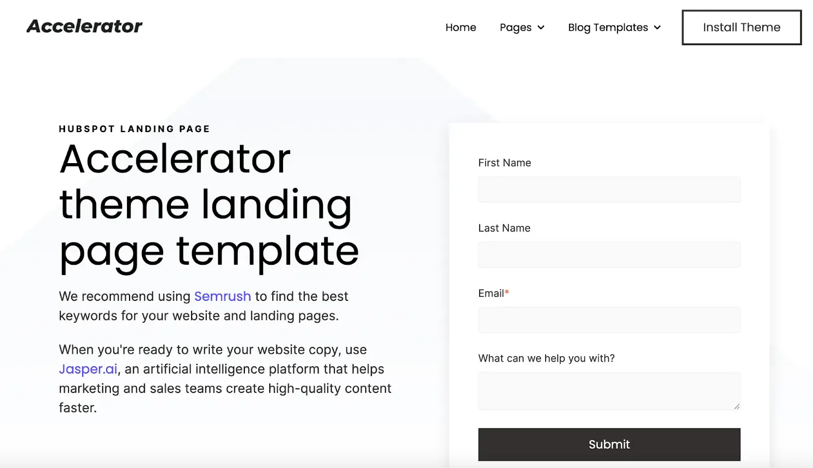 long-form or short-form landing page template