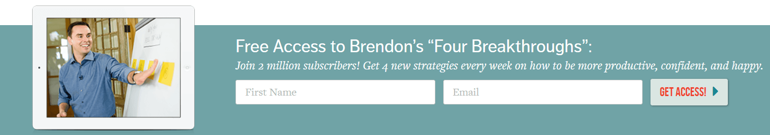 A screenshot showing Brendon Burchard's lead capture form.