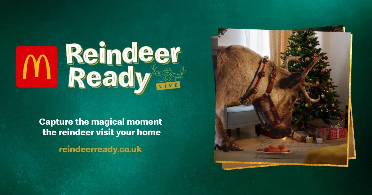 Graphic promoting Reindeer Ready Live, a holiday marketing campaign by UK McDonald’s.