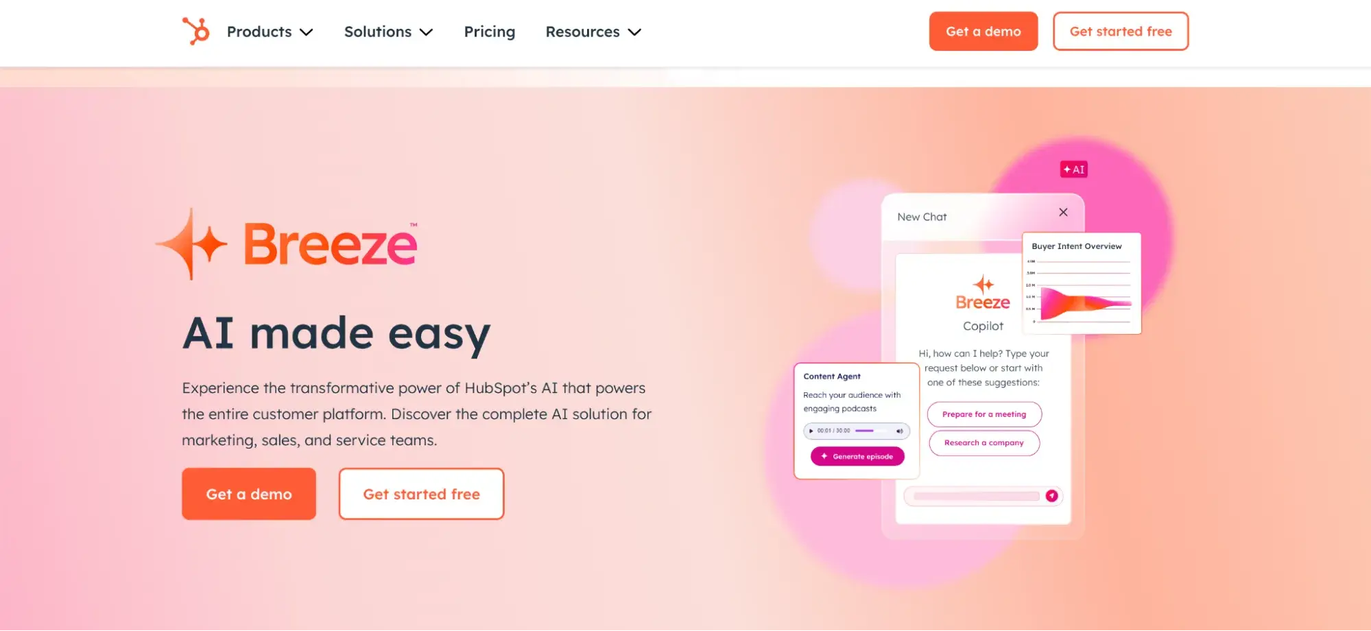 HubSpot Breeze homepage