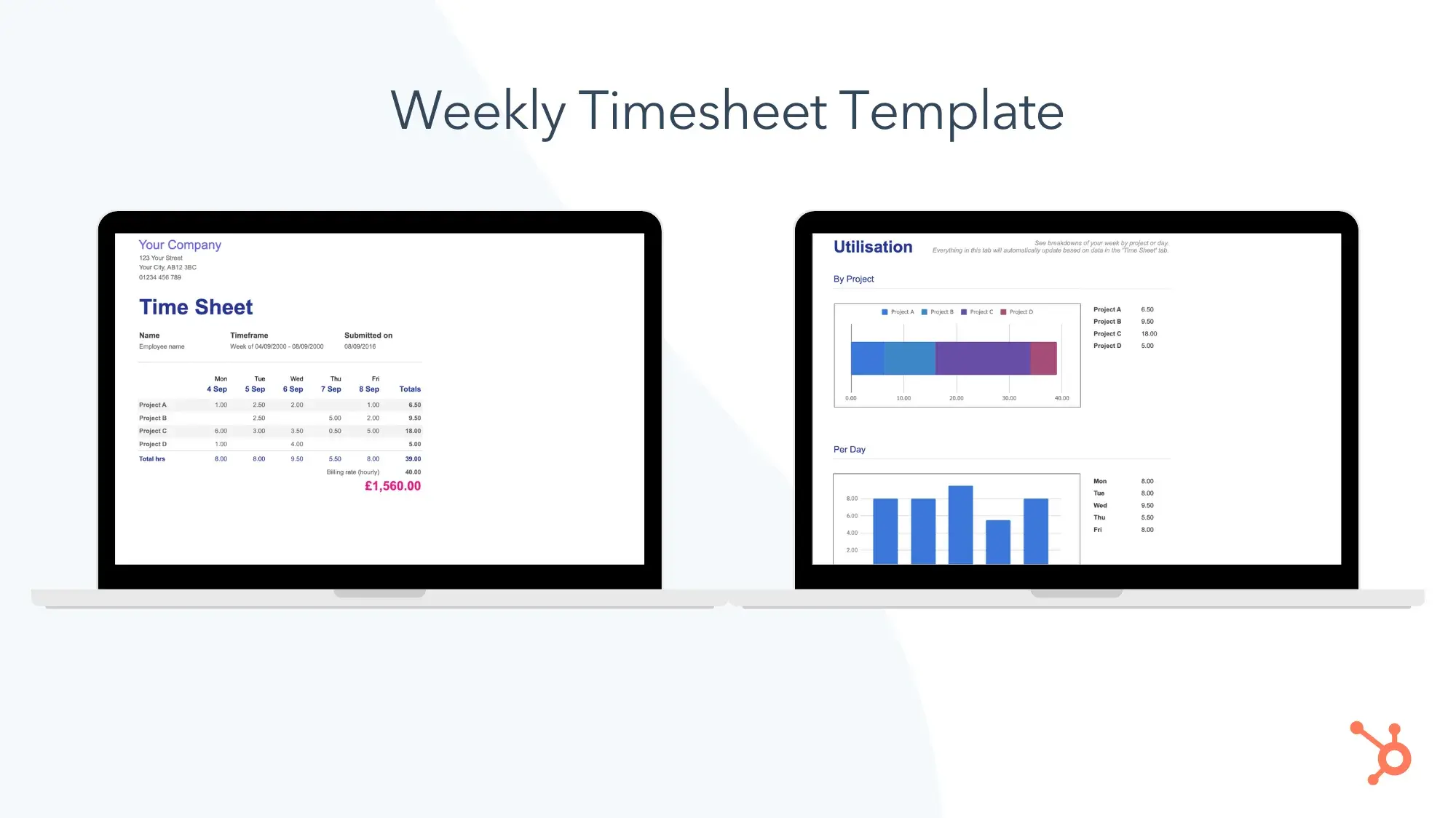 screencaps of weekly timesheet template.