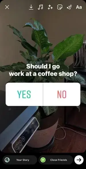 screenshot showing how to add a poll to an instagram story.