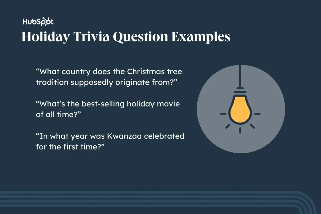 virtual holiday party ideas, holiday-themed trivia question examples