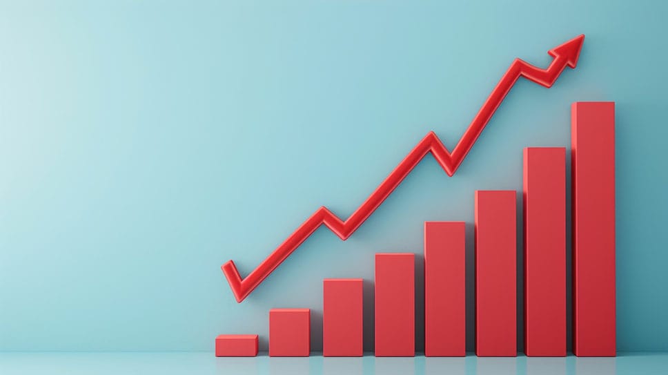 Un graphique symbolisant l’augmentation continue de l’impact positif sur les revenus de l’entreprise.