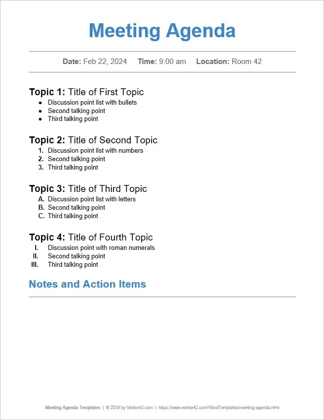 meeting agenda examples, basic meeting agenda template