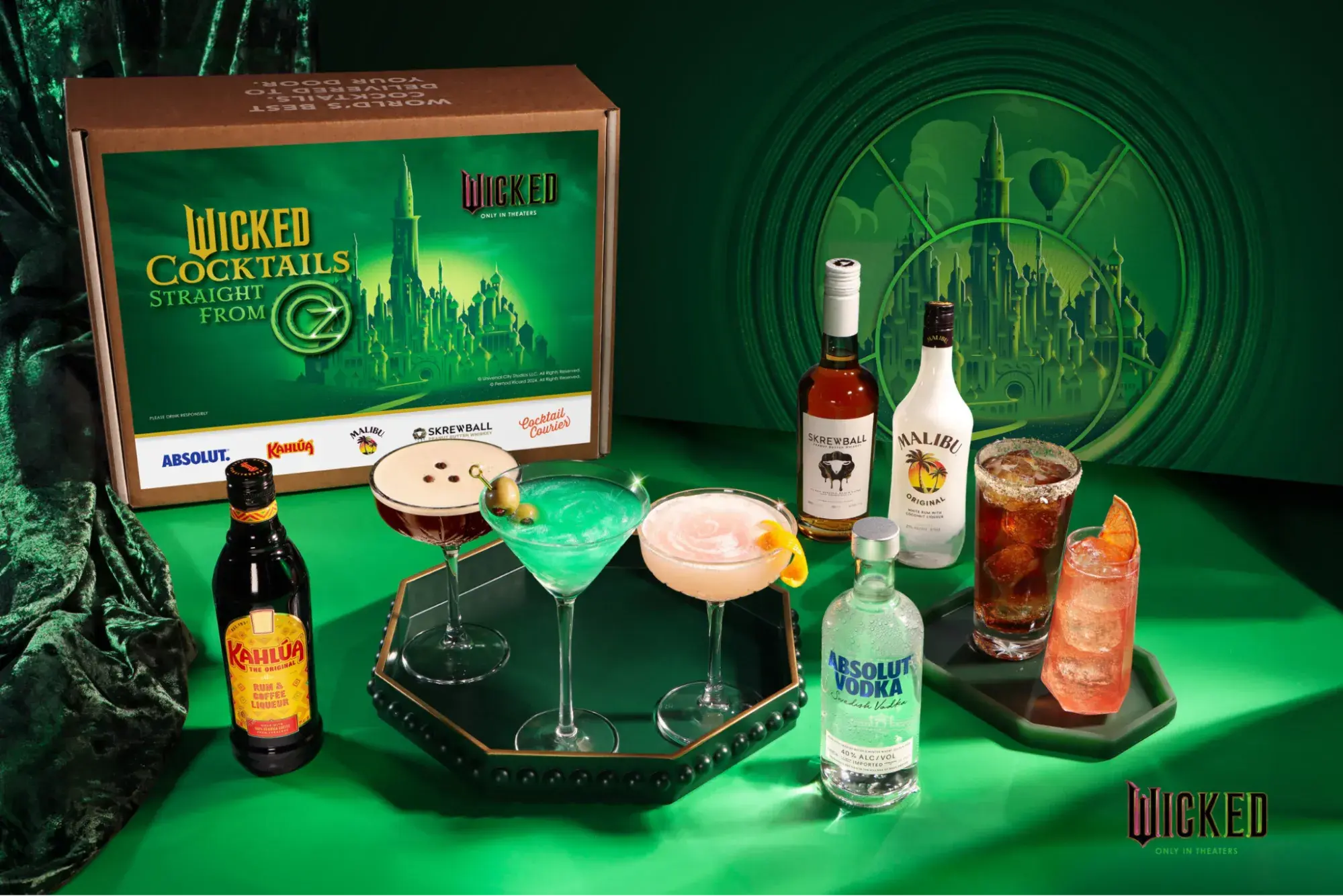 press shot for the “wicked cocktails straight out of oz” kit