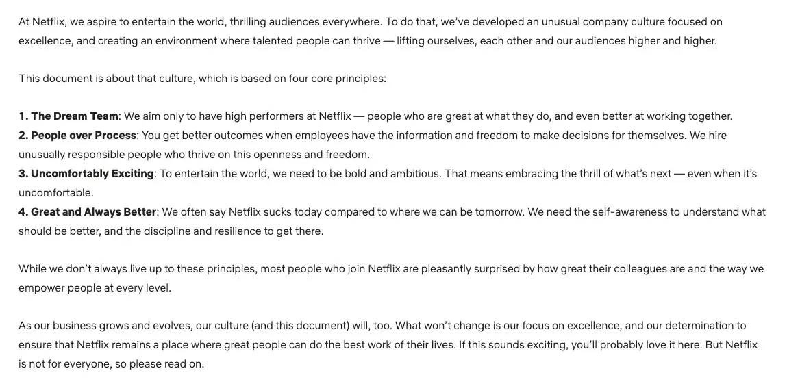 netflix modern employee handbook principles.