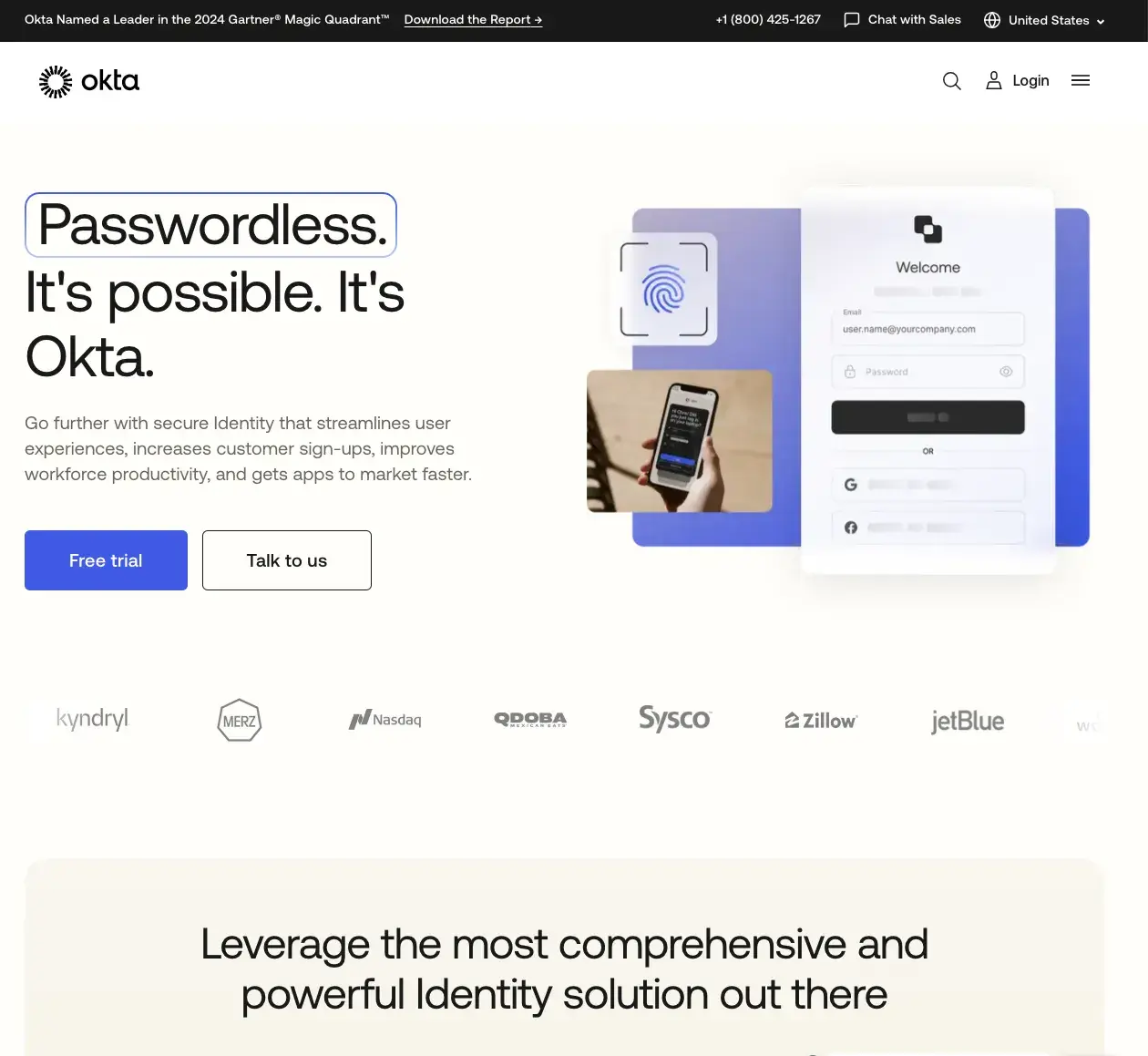 Exemples de pages de destination Saas que nous aimons : okta