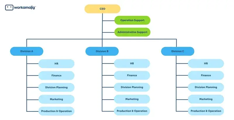 The infographic shows a visual of the division's organizational structure.