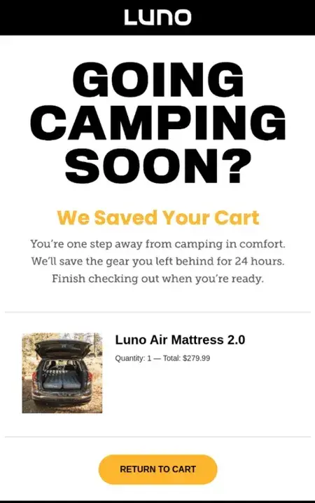 luno, abandoned cart email