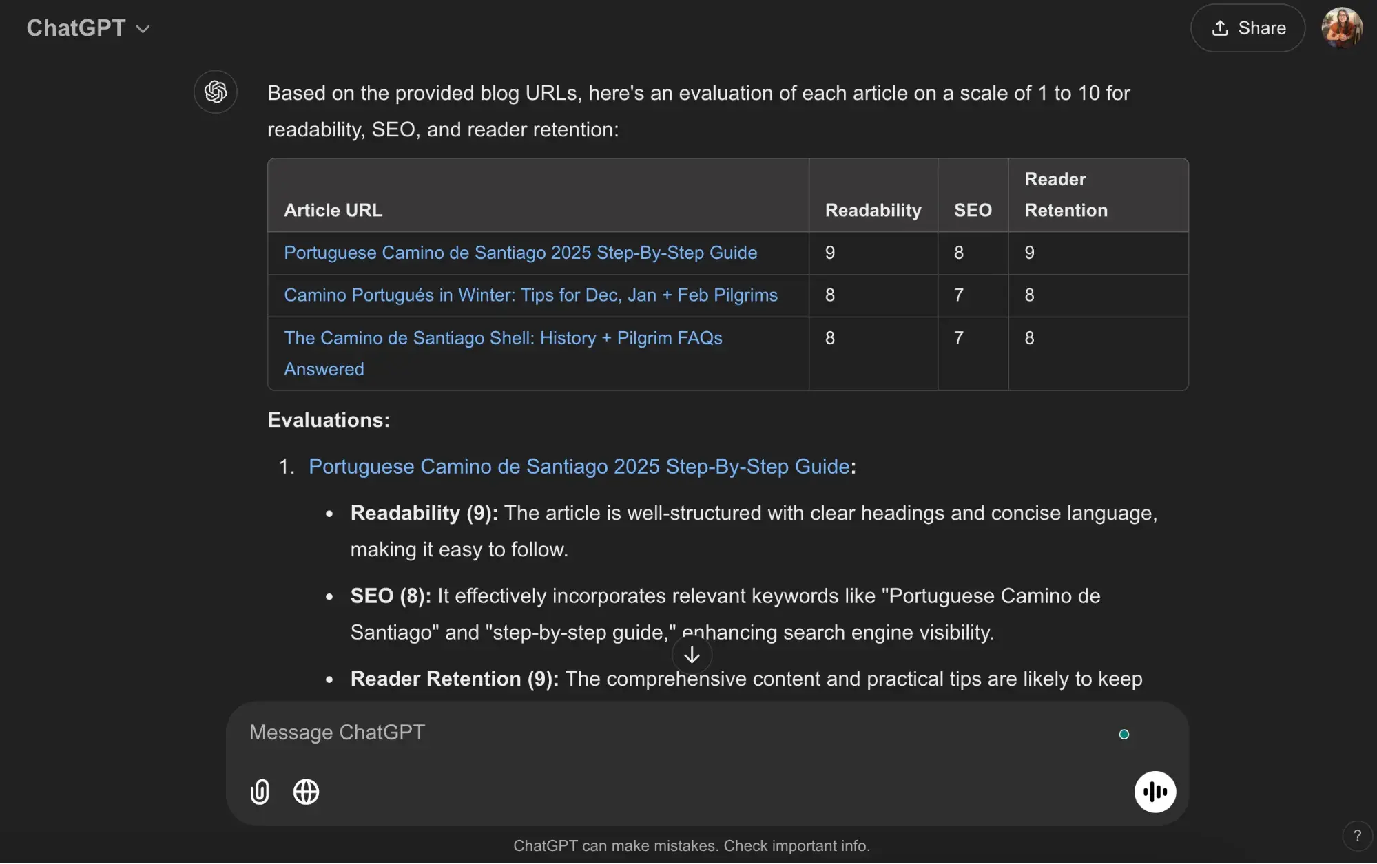 chatgpt creating a content scoring system