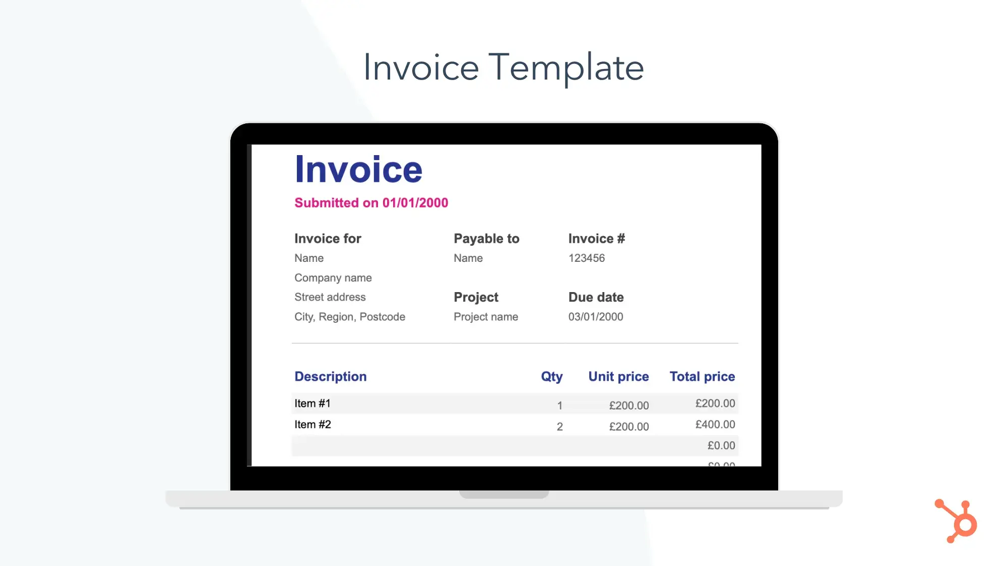 screencap of invoice template.