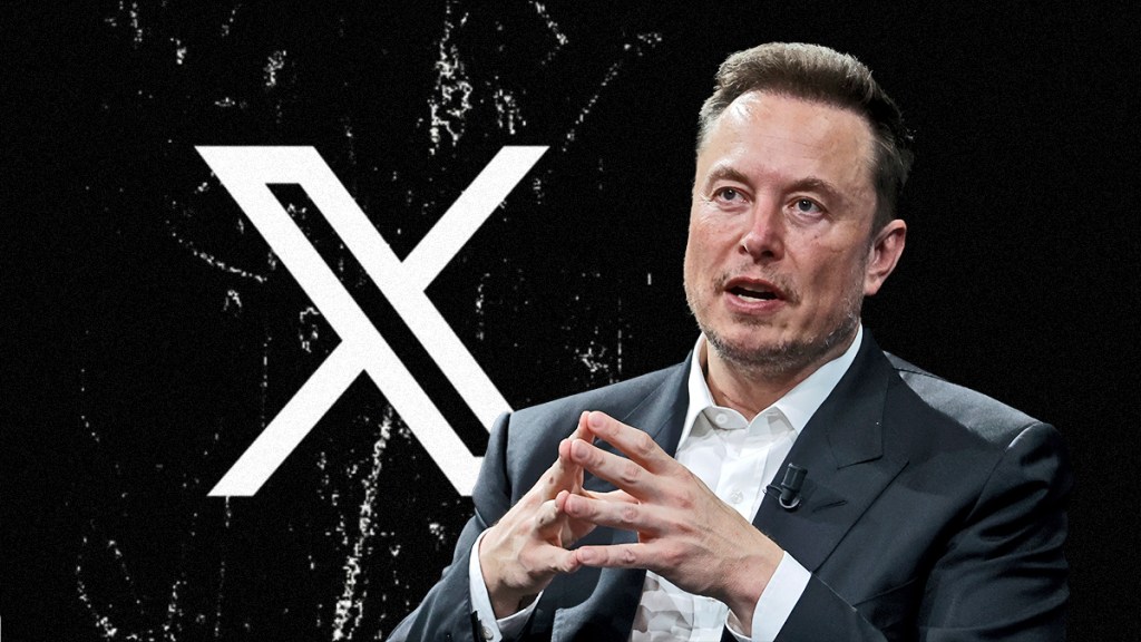 Elon Musk with the X logo