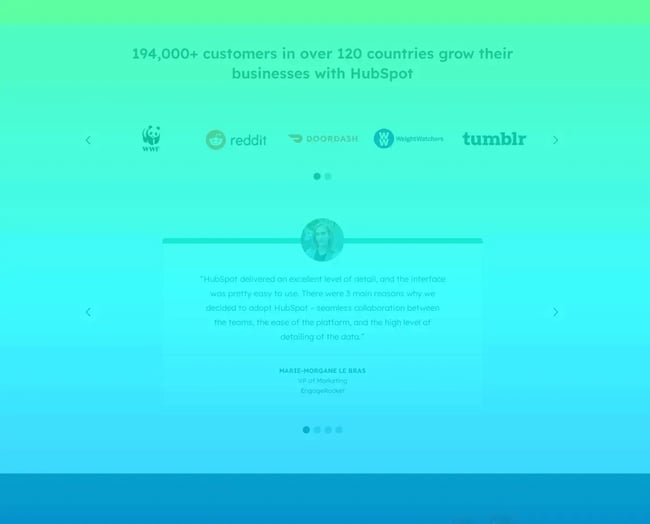 Heatmap showing 50% less traffic thanks to customer testimonial module